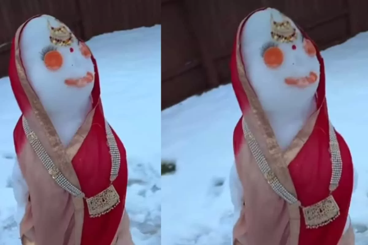 Woman Snowman, Draped In Saree & ‘Naulakha Haar’, Outside Canada Home Is Hilarious: ‘Miss Barfjeet Is Here’