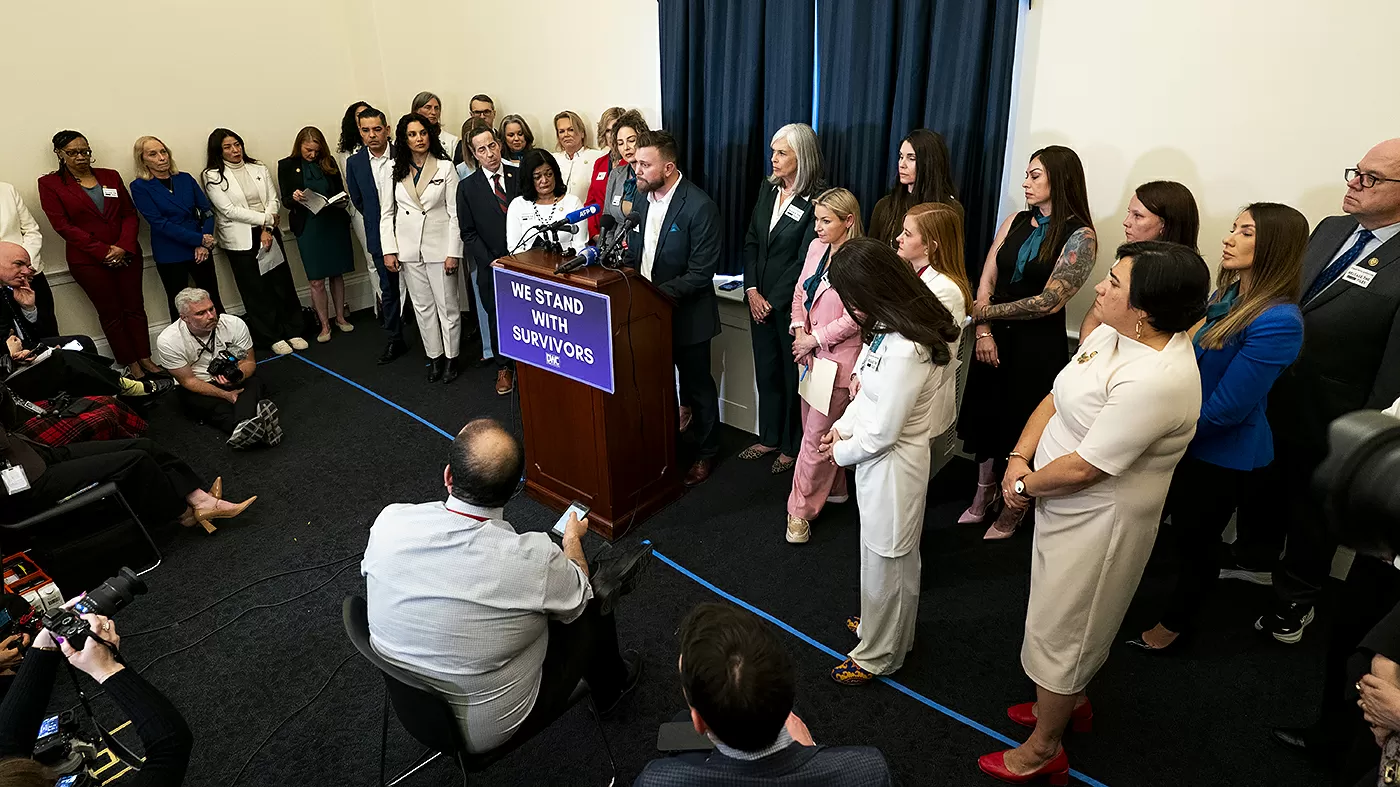 Epstein survivors join Democrats to press for accountability hours before State of the Union