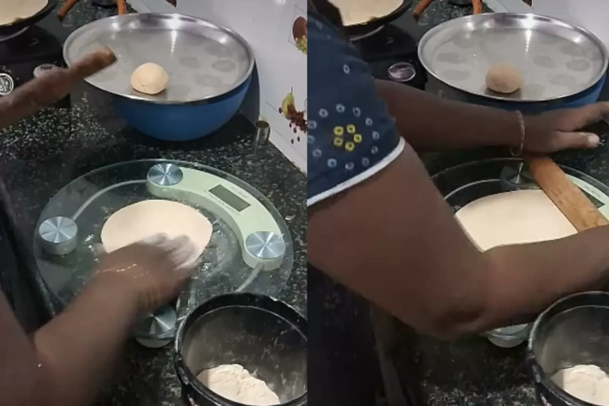 Roti On A Weighing Machine? Woman’s Quirky Kitchen Jugaad Has Internet’s Approval: ‘Next-Level Workout’